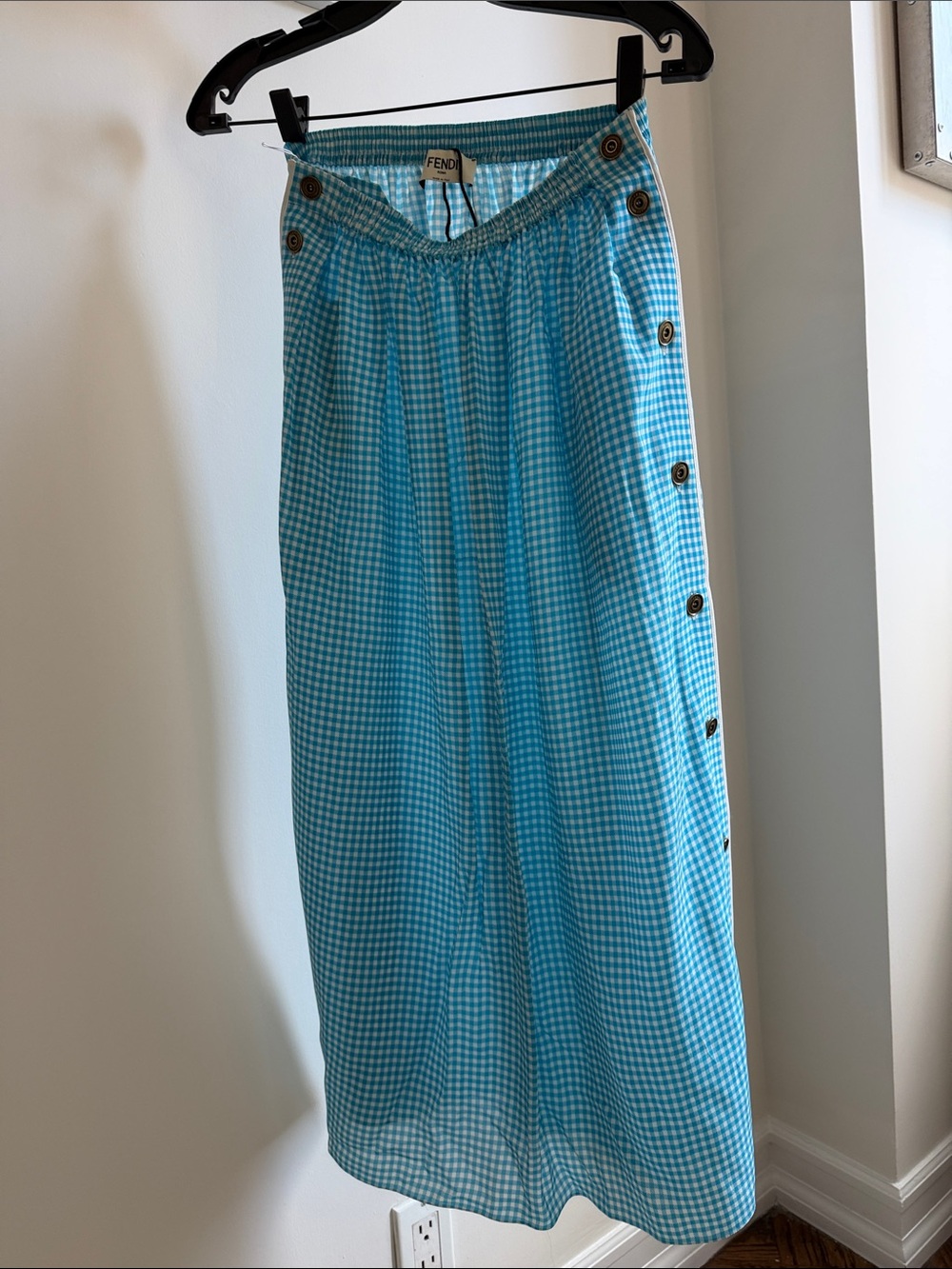Fendi Turquoise Gingham Maxi Skirt (also have matching jacket listed!)